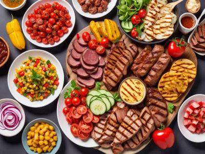 Barbecue Estival : Grillades Variées et Salades Fraîches