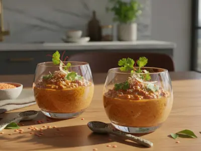 Verrines de Lentilles Corail au Lait de Coco et Curry