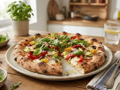 Pizza maison aux légumes d'été et roquette