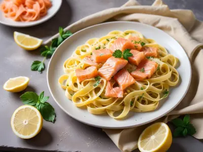 Tagliatelles crémeuses au saumon frais et citron