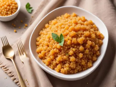 Sphères Écarlates Épicées sur Lit de Quinoa Lumineux