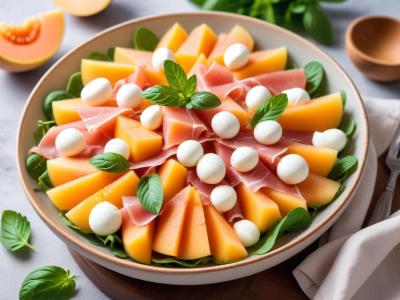 Salade Estivale de Melon au Jambon Cru, Mozzarella et Menthe