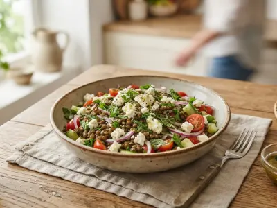 Salade de lentilles et feta, aux herbes fraîches