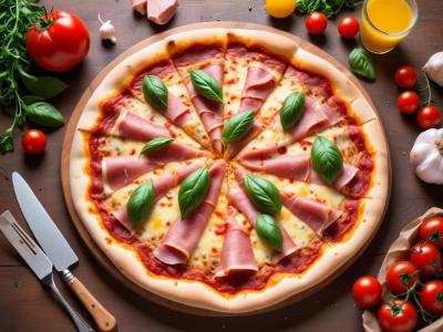 Pizza maison aux légumes du soleil et jambon cru