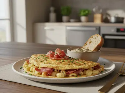 L'Omelette Gourmande aux Coquillettes et Jambon de Pays