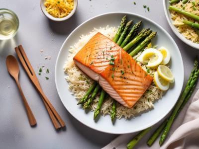 Saumon Grillé, Riz Basmati et Asperges