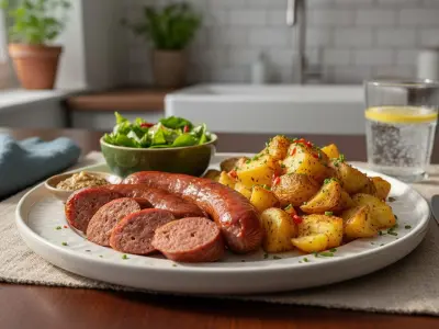 Saucisses de Montbéliard et Pommes de Terre Croustillantes à l'Air Fryer (Solo)
