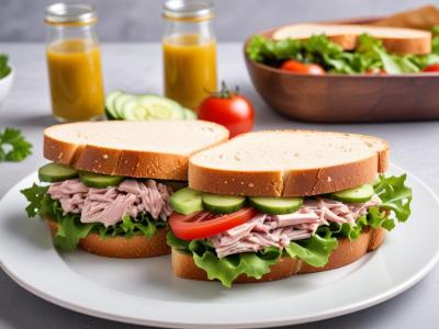 Sandwich au thon, salade et concombre (à emporter)
