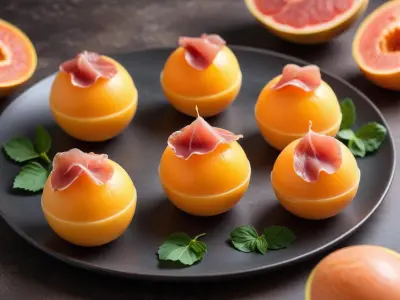 Spheres Givrees de Melon et Prosciutto Croustillant