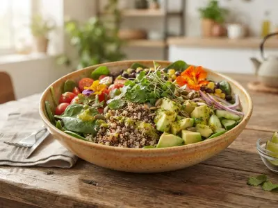 Bowl de quinoa et avocats, vinaigrette au citron vert