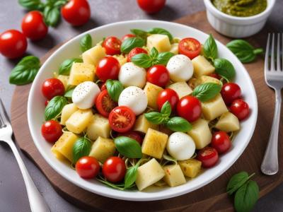 Salade de Pâtes au Pesto, Tomates Cerises et Mozzarella (à Emporter)