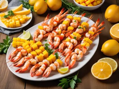 Brochettes Festives de Crevettes et Mangue Épicée