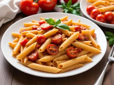 Penne au chorizo, thon et tomates cerises