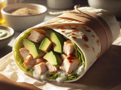 Wrap de Poulet Grillé, Avocat et Sauce au Yaourt