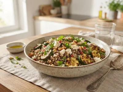 Salade de quinoa aux courgettes rôties et feta