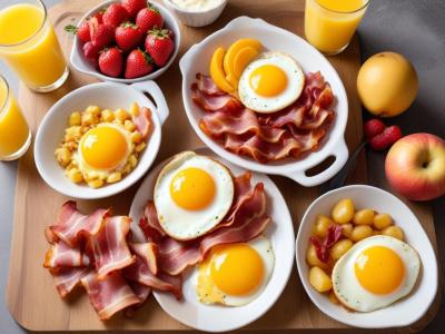 Brunch Classique : Œufs Brouillés, Bacon et Fruits Frais