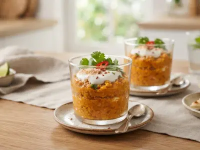 Verrines de Lentilles Corail au Curry et Crème de Coco