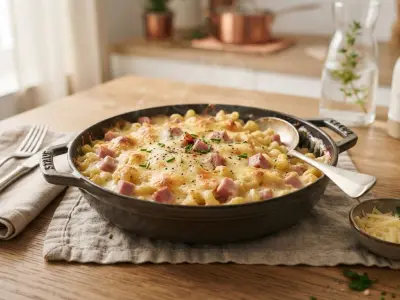 Gratin de coquillettes au jambon supérieur et comté affiné