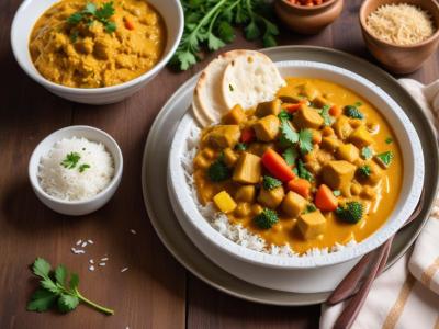 Curry de légumes d'été au lait de coco et riz basmati