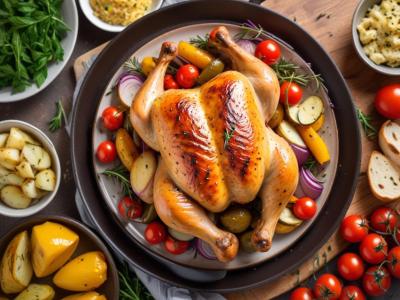 Poulet Rôti aux Herbes de Provence et Légumes Grillés