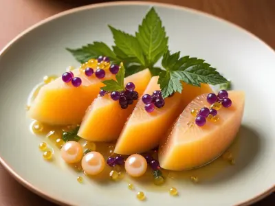 Perles de Melon Marinées au Shiso et Yuzu