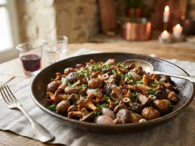 Poêlée de champignons et châtaignes aux herbes fraîches