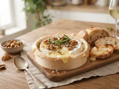 Camembert rôti au miel, noix et thym pour apéritif