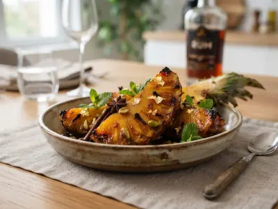 Ananas rôti à la cassonade, épices et rhum