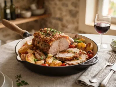 Rôti de porc aux pommes de terre, plat traditionnel au four