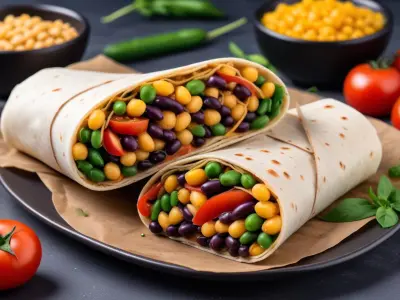 Wrap Végétarien Express aux Haricots Noirs et Maïs