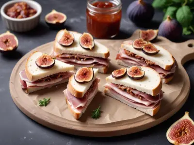 Sandwich au jambon de pays, fromage de brebis et confiture de figues