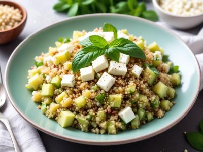 Salade de Quinoa Rafraîchissante au Concombre, Feta et Menthe