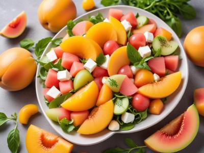 Salade estivale de pêches, abricots et melon