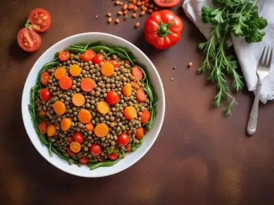 Salade tiède de lentilles corail et légumes d'automne rôtis