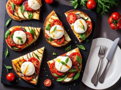 Pinsa Végétarienne aux Légumes Grillés et Mozzarella