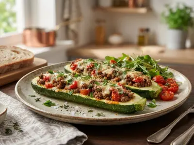 Courgettes farcies au haché de bœuf et herbes fraîches
