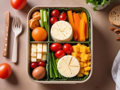 Bento Énergisant : Œufs Durs, Légumes Croquants et Fromage