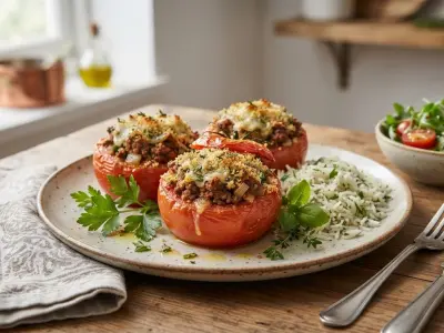 Tomates farcies à la chair de bœuf et herbes fraîches
