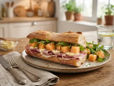 Baguette Croustillante au Jambon, Beurre de Ferme et Melon Frais