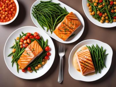 Saumon Grillé, Sauce Vierge et Haricots Verts