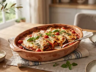 Gratin d'aubergines au parmesan et tomates fraîches