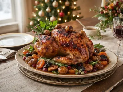 Chapon aux Marrons et Fruits Secs, Cuisine d'Hiver Festive