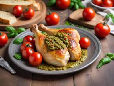 Pinsa Poulet Pesto et Tomates Confites