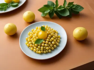 Sphères Écarlates aux Perles de Yuzu et Écume de Basilic