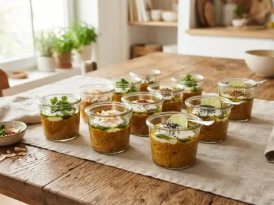 Verrines de Lentilles Corail au Curry et Crème de Coco (x14)