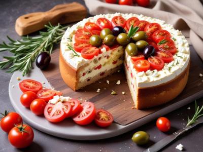 Cake salé aux olives, feta et tomates séchées