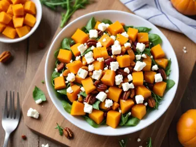 Salade tiède de butternut, feta et noix