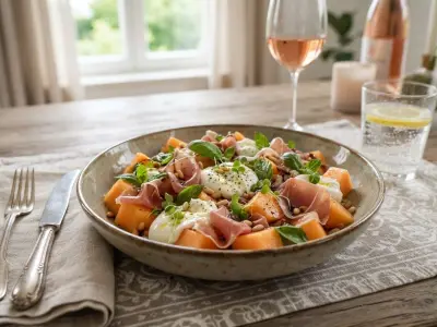 Salade de melon, jambon de Parme et mozzarella