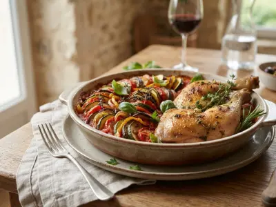 Ratatouille provençale et ses cuisses de poulet rôti aux herbes