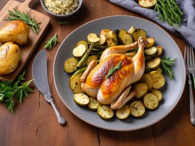 Poulet grillé aux herbes de Provence et courgettes sautées